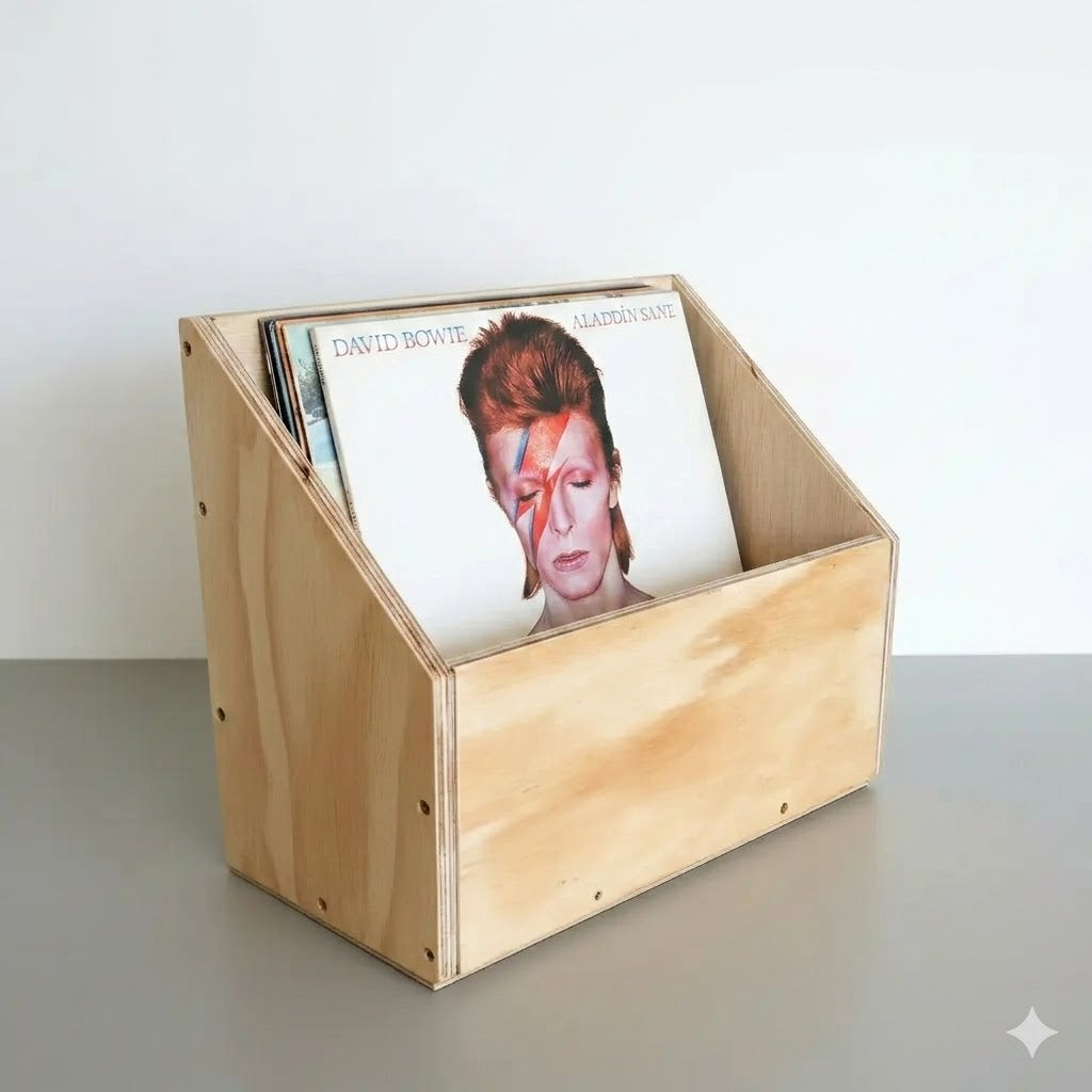 Caja de madera para vinilos.