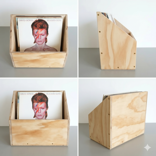 Caja de madera para vinilos.
