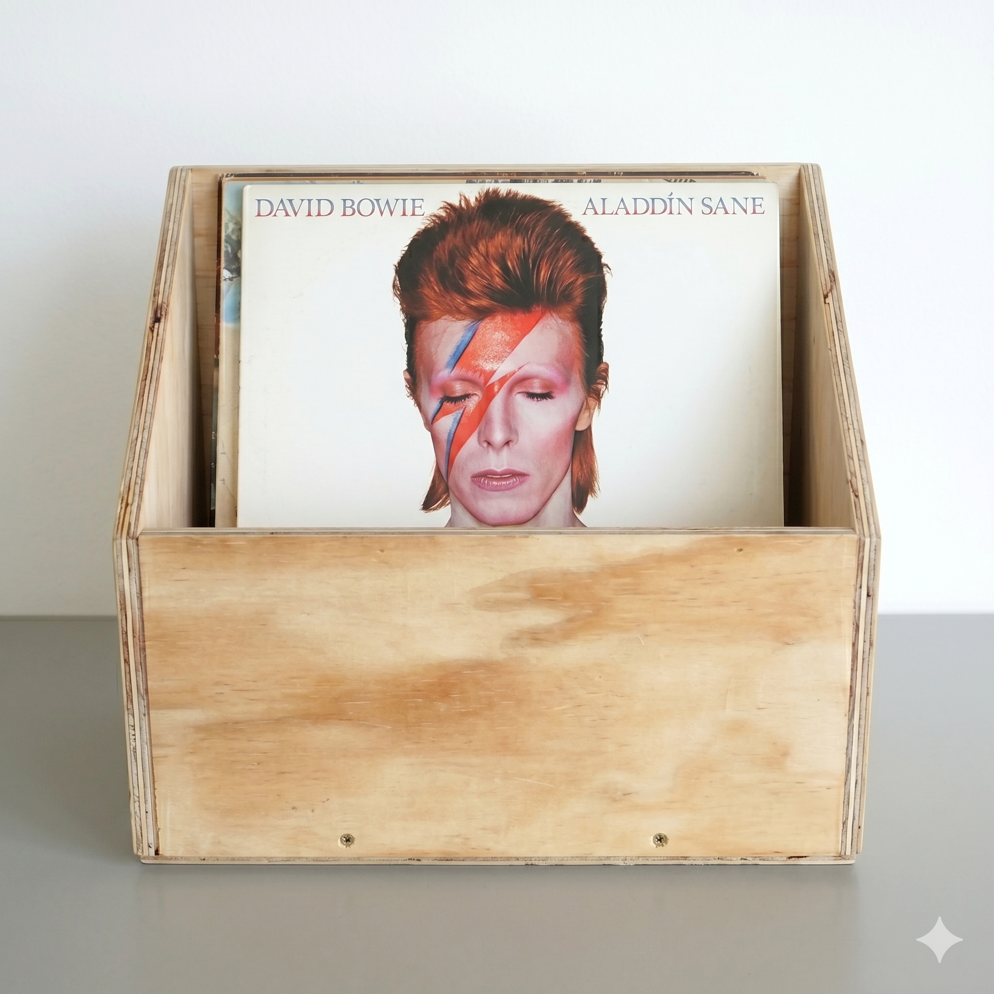 Caja de madera para vinilos.